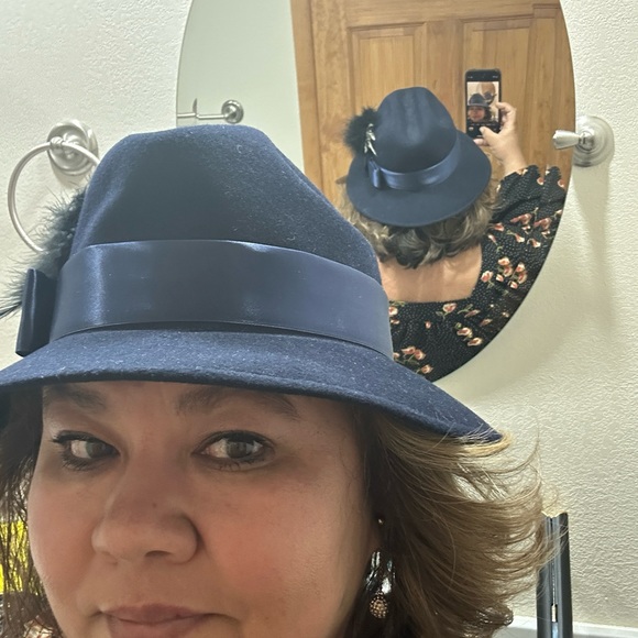 Elegant Navy Blue Women's Fedora - Picture 6 of 9